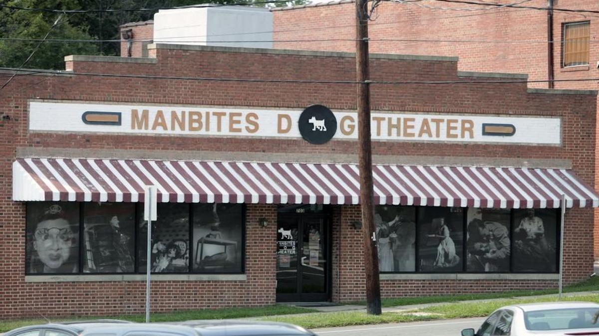 Front exterior of Manbites Dog Theater on Foster Street in downtown Durham. After 31 years, the theatrical company is closing up shop and selling its building.