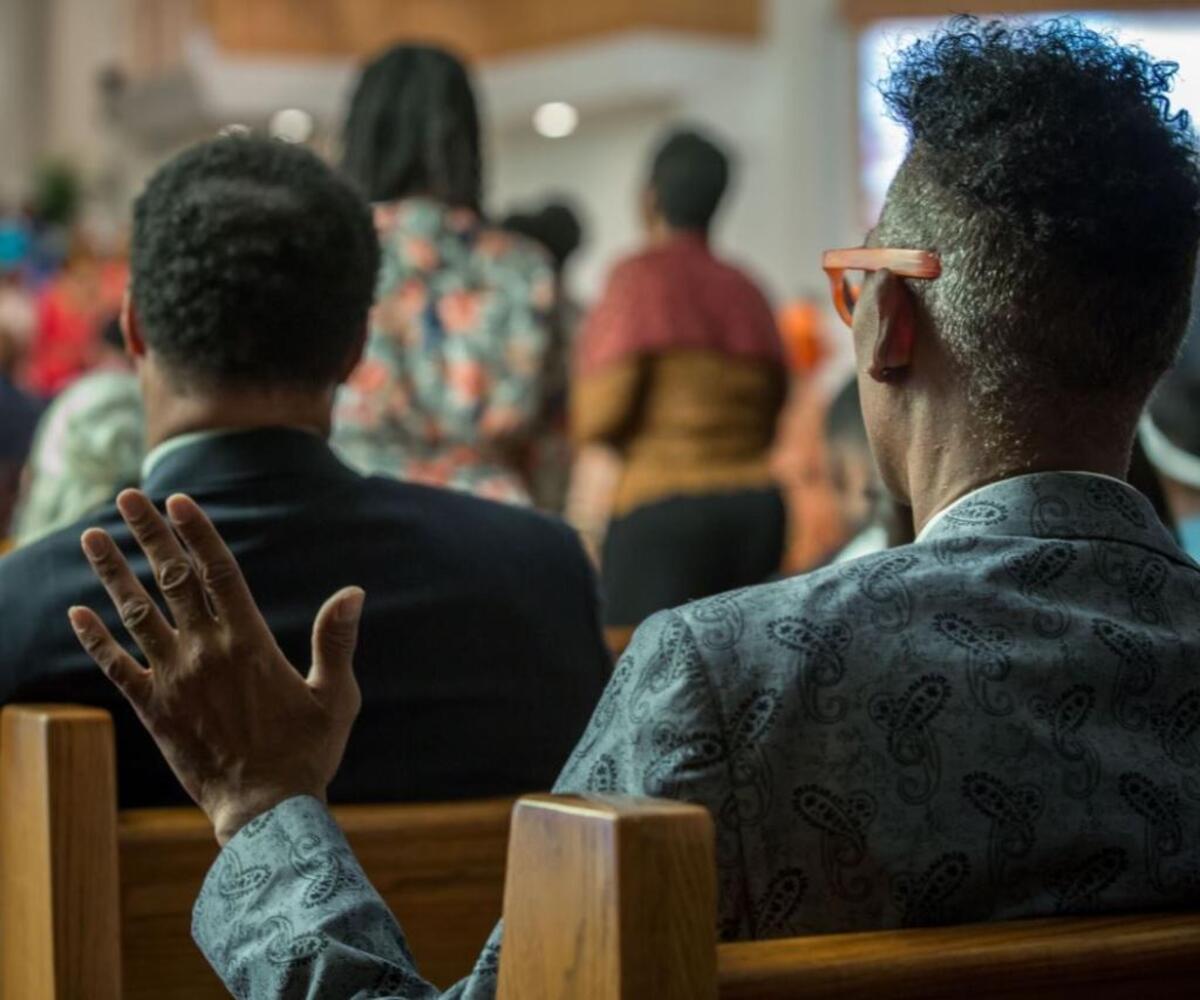 Worshipers in White Rock Baptist church.