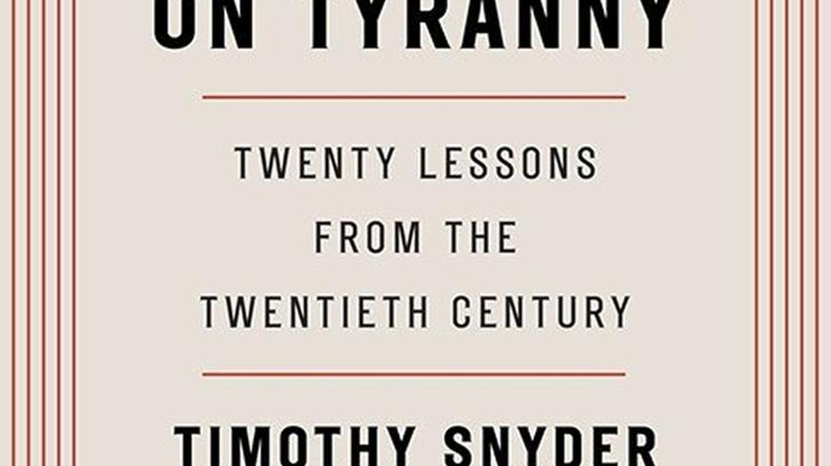 This image released by Tim Duggan Books shows "On Tyranny: Twenty Lessons from the Twentieth Century," by Timothy Snyder.