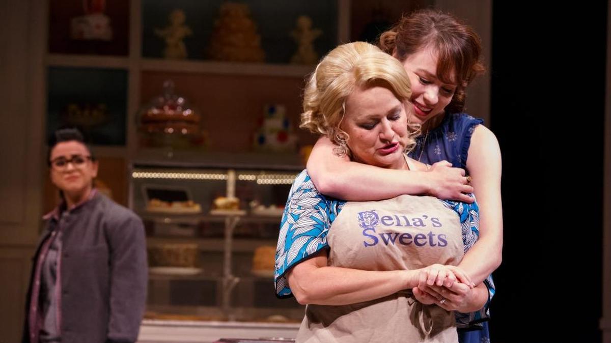 Christine Mirzayan as Macy, Julia Gibson as Della and Jenny Latimer as Jen in PlayMakers Repertory Company’s production of “The Cake” by Bekah Brunstetter.