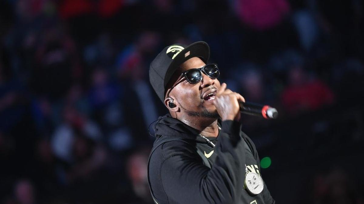 Jeezy performs at halftime at the Detroit Pistons vs Atlanta Hawks game at Phillips Arena on December 14, 2017 in Atlanta, Georgia. His new album, “Pressure,” was released Dec. 15, 2017.