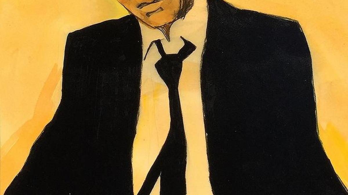 Tom Dunne's work, "Jikan Leonard Cohen, Silent One" is part of "The Music Makers," Pleiades Gallery's new members show.
