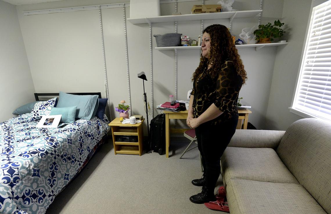 Rosa del Carmen Ortez-Cruz breaks into tears as she talks about her four children in her new living quarters at the Church of Reconciliation in Chapel Hill, N.C. where she has taken sanctuary after a deportation order was issued for her Tuesday, April 17, 2018. Church officials and immigration advocates held a press conference to talk about recent ICE raids and plans for a North Carolina Sanctuary Coalition.