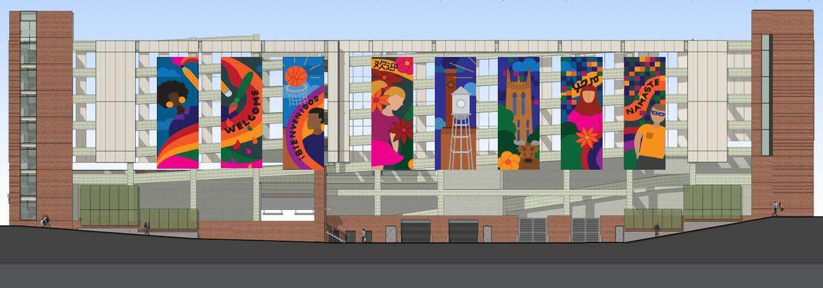 The proposal of artist Madiha Malik, one of five finalists to design the public art for the city's new parking garage at Mangum Street, Morgan Street and Rigsbee Avenue.