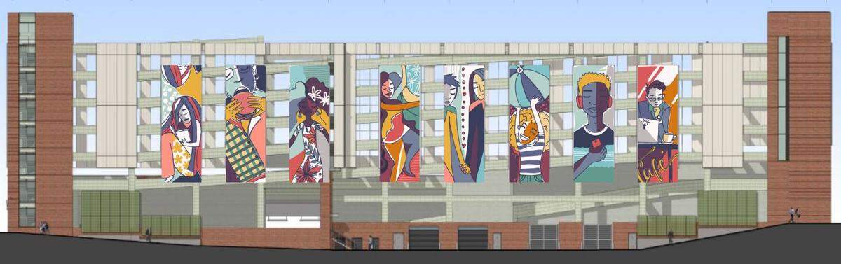 The proposal of artist Lidia Churakova, one of five finalists to design the public art for the city's new parking garage at Mangum Street, Morgan Street and Rigsbee Avenue.