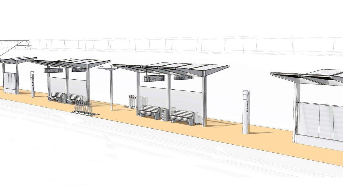 A conceptual design presented at an April 2018 workshop featured multiple, short gull wing-type canopies over the platform of a Durham-Orange light-rail train station. The Durham Area Designers group called the designs "basic" and offered several suggestions in July.
