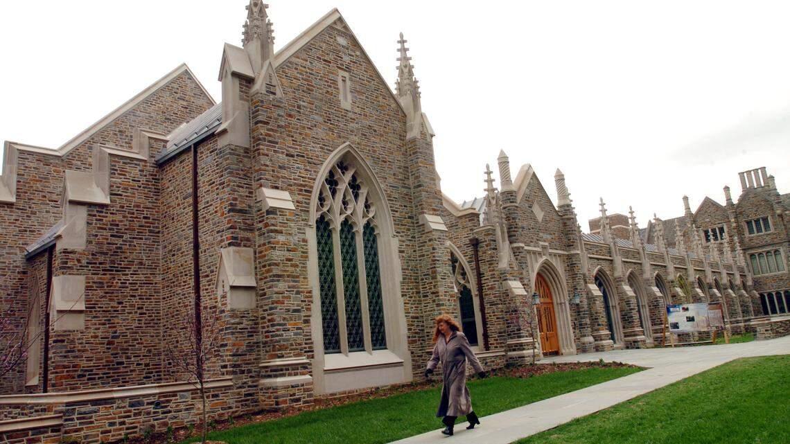 Duke Divinity School dean Elaine Heath has formed a special task force to address "gender and sexuality issues" raised by a recent protest. Pictured is the Divinity School building on Duke's West Campus near Duke Chapel.