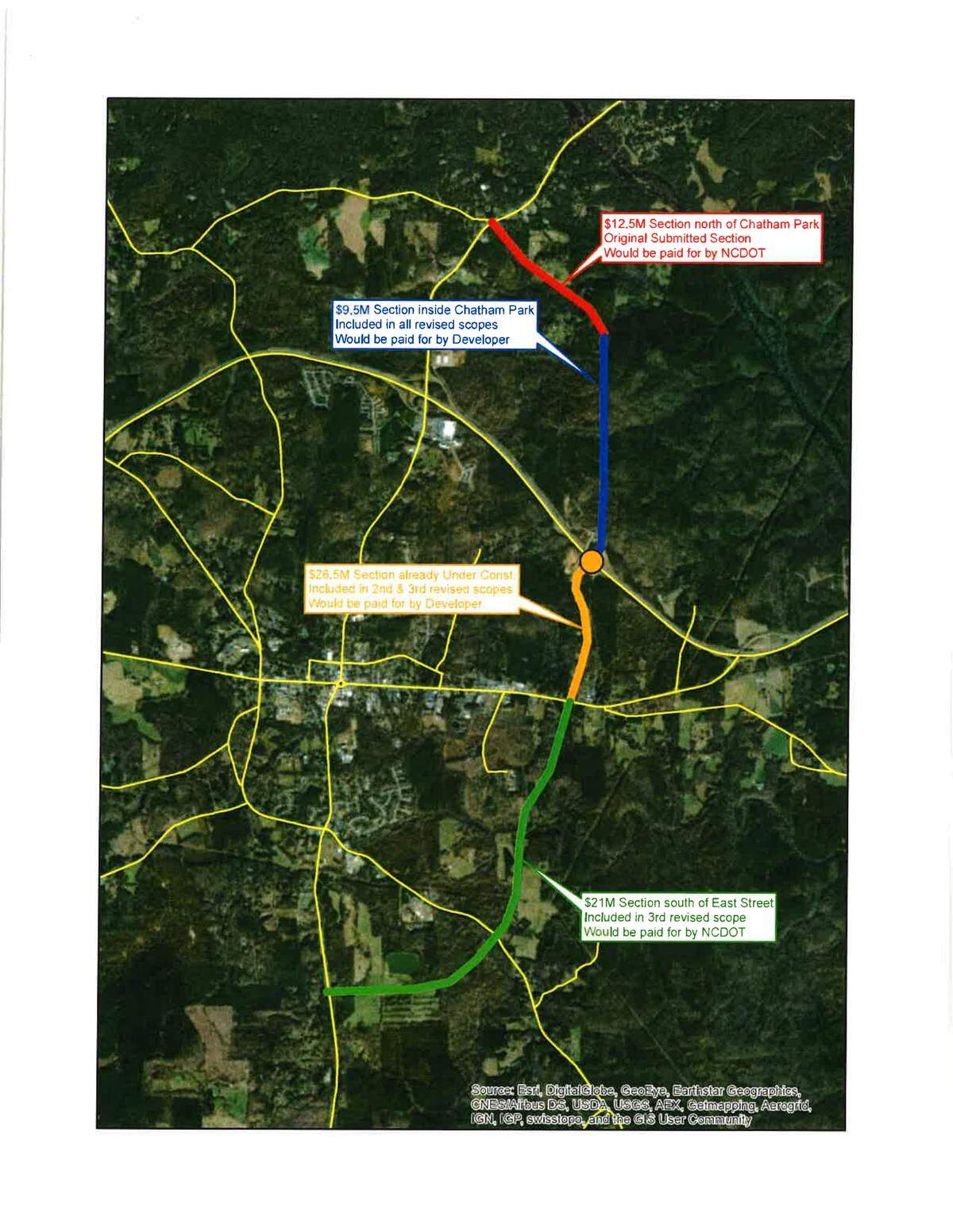 Chatham Parkway will be built in sections by Preston Development and the N.C. Department of Transportation.