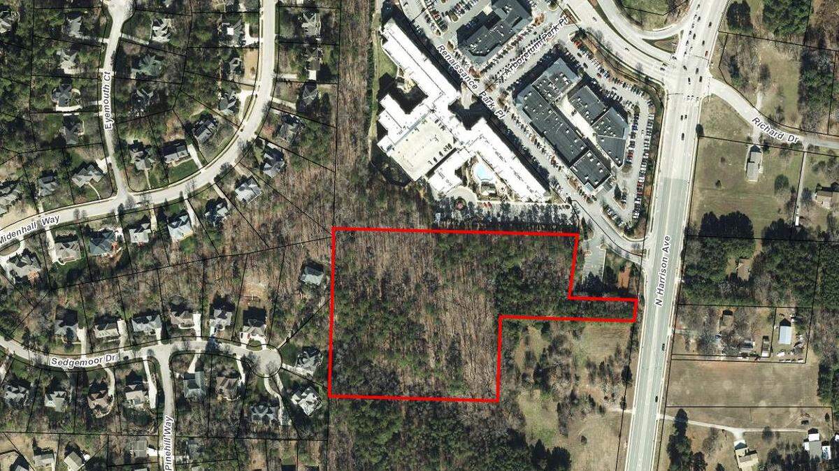 Two hotels are planned for this 7.2 acre tract on North Harrison Avenue in Cary, North Carolina.