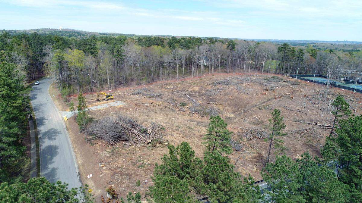 Construction is changing the face of Chapel Hill again this summer. This aerial construction photo shows the land after trees were cleared from the site of the future Chapel Hill Retirement Residence on Estes Drive.