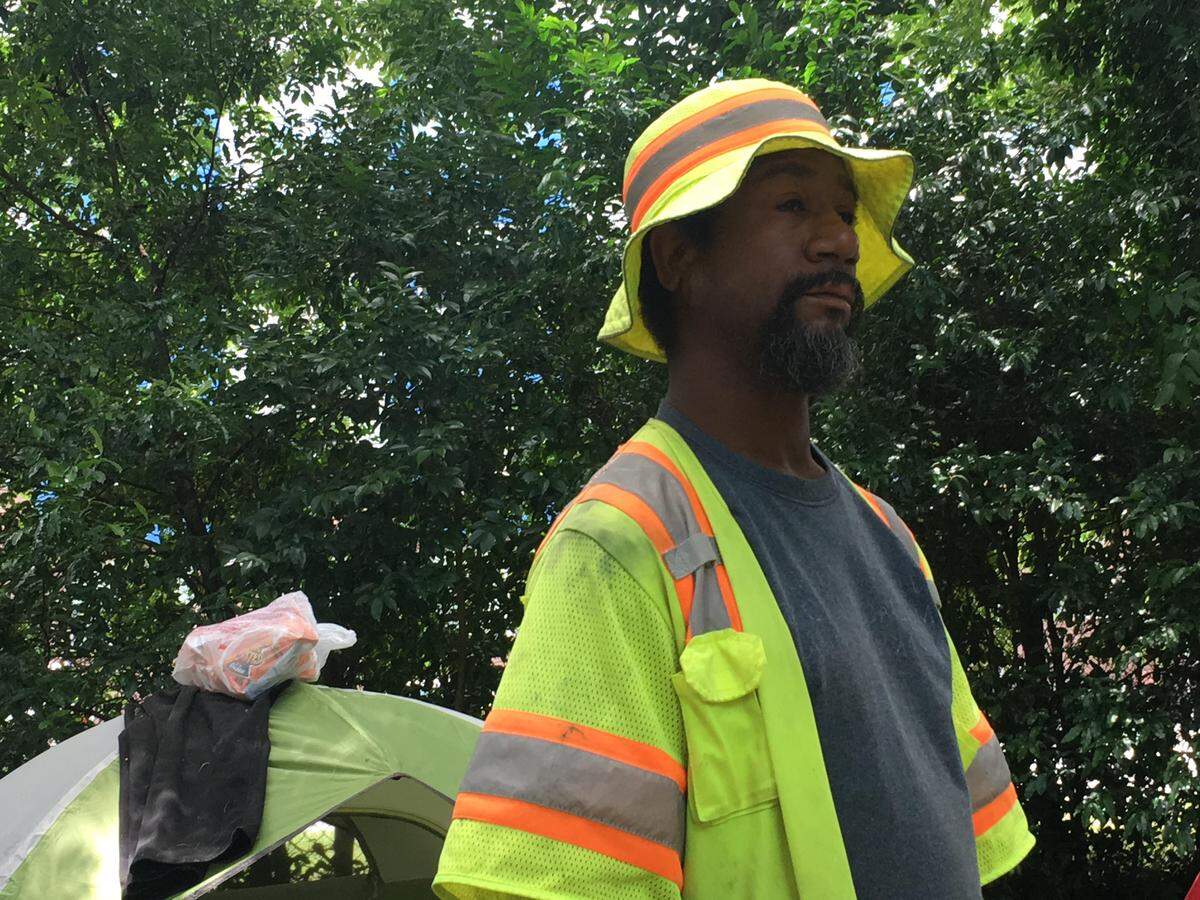 Lamont Jordan has lived in the "Tent City" homeless camp for six months.