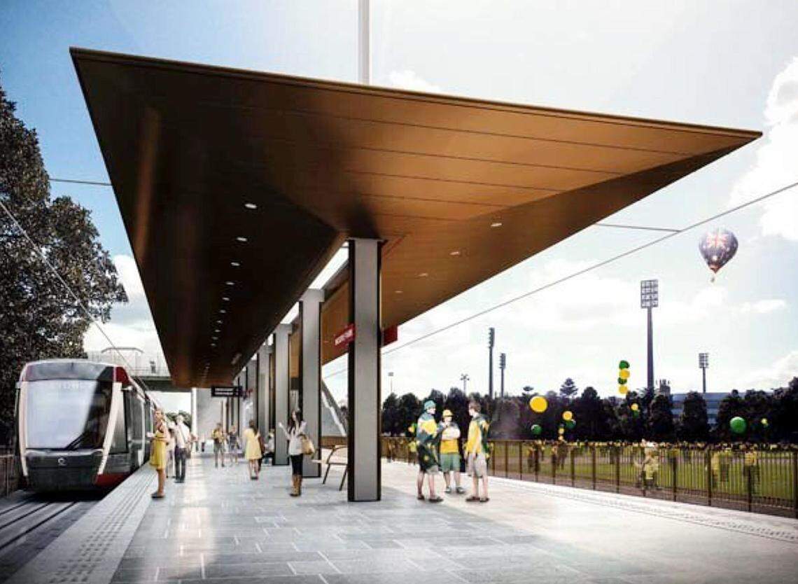 The Durham Area Designers group proposed this light-rail station design as an example of how GoTriangle could better represent the history and culture of Durham and Orange counties and also protect light-rail riders from the elements.