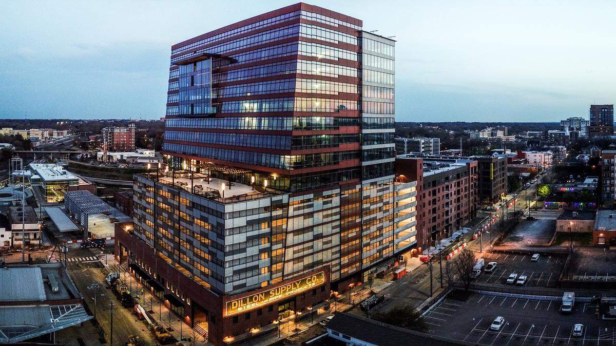 A photo of the The Dillon, a 17-story tower in downtown Raleigh. Arch Capital plans to take up four floors in the building.
