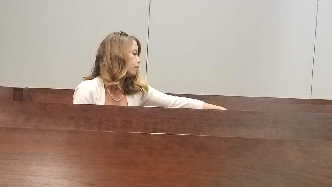 Danielle King sitting in a Durham County courtroom on Thursday, July 26, 2018, during a civil trial in which a person she had a relationship with while she was married, Francisco Huizar, was ordered to pay more than $8.8 million.