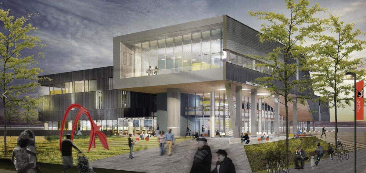 The design for the exterior of the Durham County Main Library renovation, slated to open in 2020.