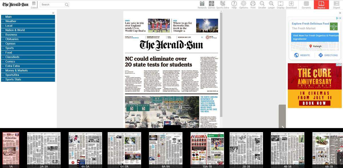The Herald-Sun is launching Digital Saturdays July 6, 2019. This is an example of the e-edition of the newspaper.