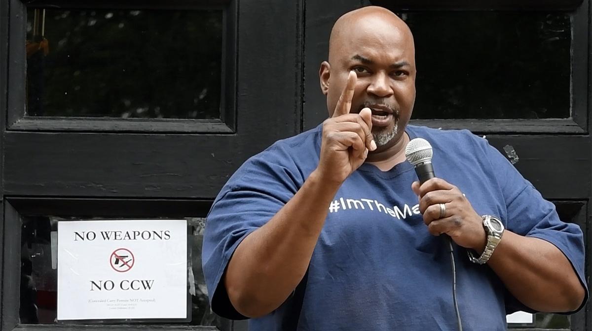 Greensboro resident Mark Robinson speaks to the crowd during a gun-rights rally in Hillsborough, N.C., Saturday, July 21, 2018. Robinson has become a crowd pleaser for gun-rights advocates after he made a speech to the Greensboro City Council in April and the video went viral.