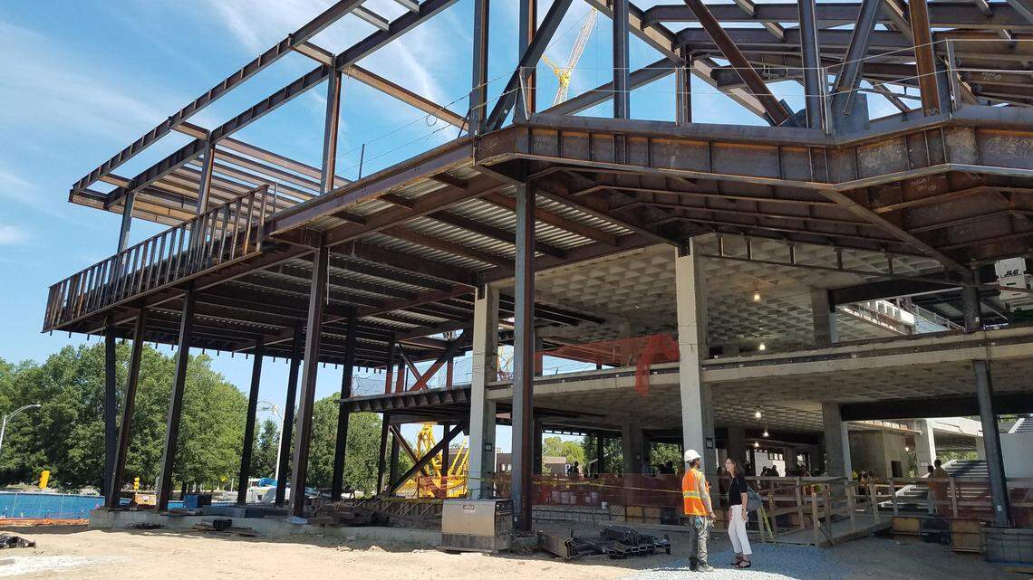 Durham County leaders got a look inside the major renovation of the Durham County Main Library downtown on Thursday, July 19, 2018. The $44.3 million project was funded by a bond referendum and is scheduled to open in 2020.