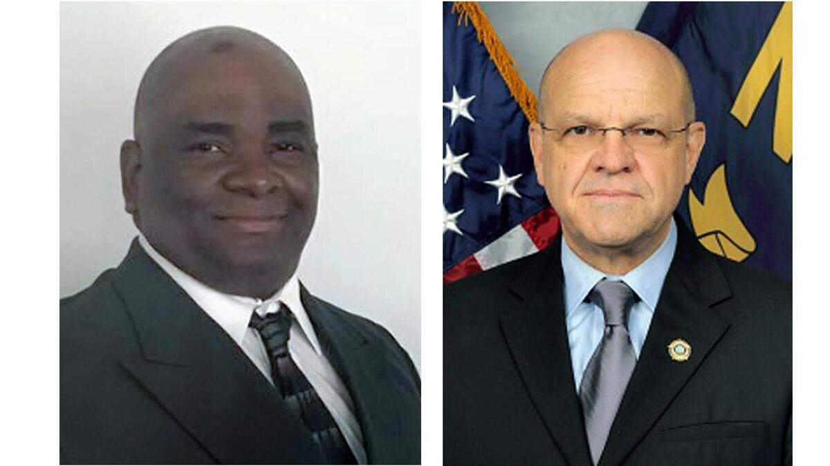 Tony White, at left, challenged Charles Blackwood for Orange County sheriff on May 8, 2018.