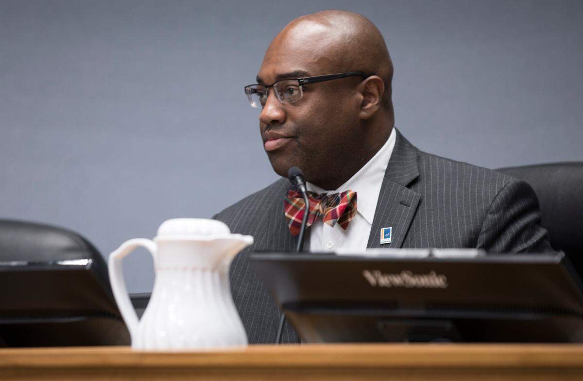 Durham City Council member Mark-Anthony Middleton, pictured here awaiting the start of a City Council meeting on Monday, August 6, 2018.