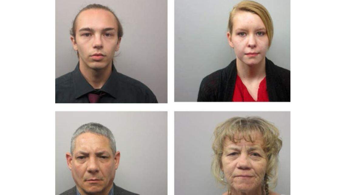Four people were linked to a residential break-in by the  Chatham County Sheriff's Office: (Top left) Jorden Brooke Daniel, (Top right) Jaxson Wayne Davis-McBride, (Bottom left) Perry Watson Terhune III and (Bottom right) Barbara Ann Williams.