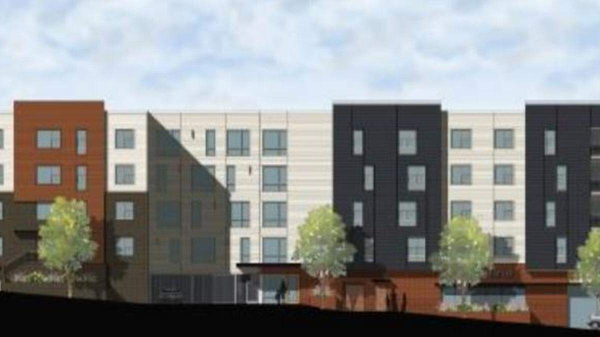 A rendering of what the Willard Street side of the Jackson/Pettigrew Street affordable housing project will look like in downtown Durham.