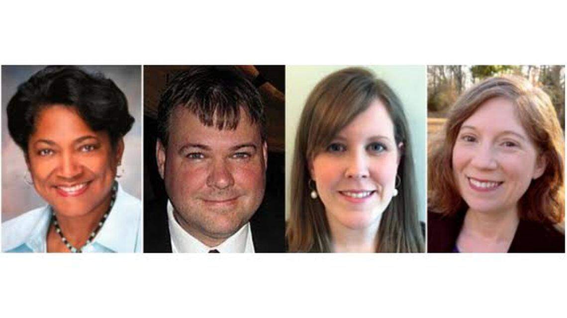 (From left to right) Brenda Stephens, Will Atherton, Hillary MacKenzie and Sarah Smylie are the early leaders in the race for four Orange County school board seats.