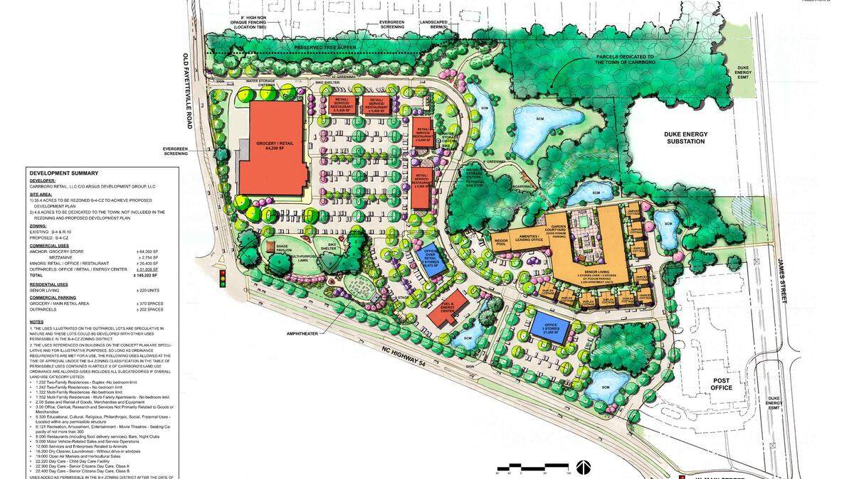 Argus Development Group submitted this site plan to develop the Lloyd Farm property in Carrboro.
