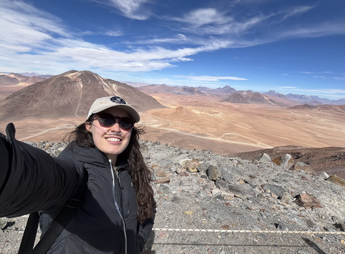 Eve Vavagiakis atop the Cerro Chajnanto in the Atacama desert in Chile.