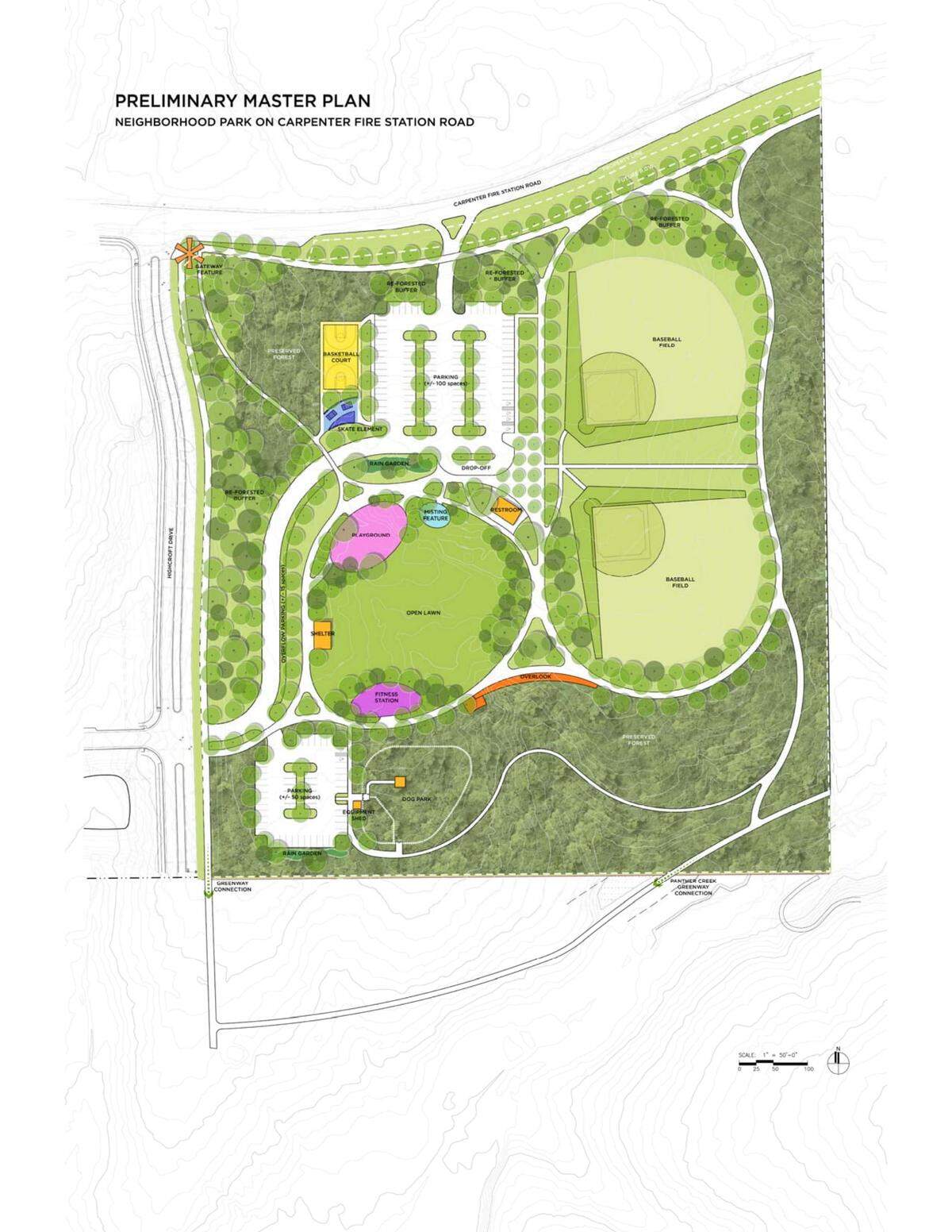 Plans for the Carpenter Fire Station Road Park were unveiled Wednesday at The Hive in Cary.