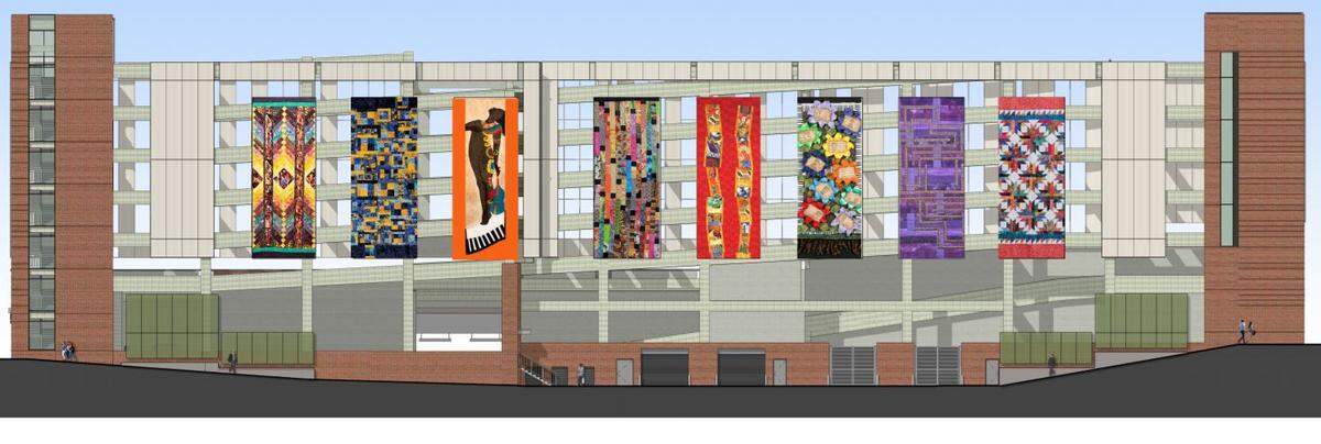 The proposal of artist Jessica Sandford, one of five finalists to design the public art on the city's new parking garage at Mangum Street, Morgan Street and Rigsbee Avenue.