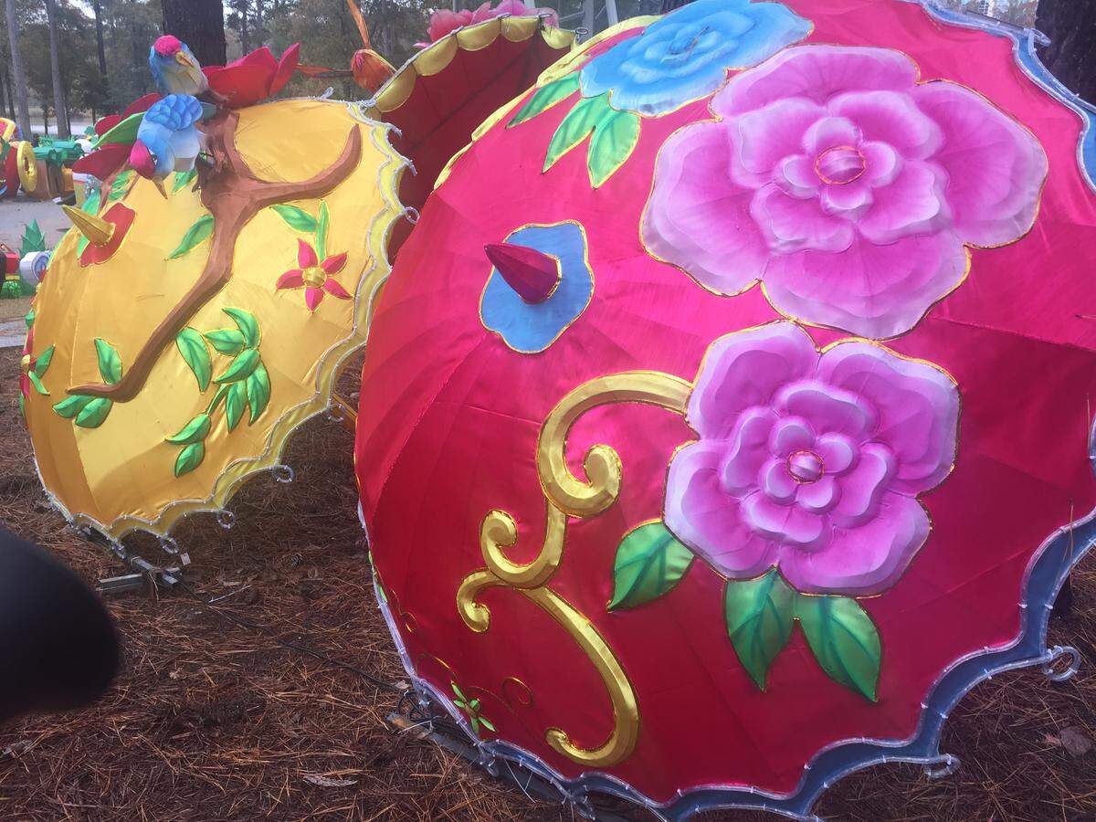 Workers have been assembling lanterns at Koka Booth Amphitheatre for the fourth annual NC Chinese Lantern Festival in Cary, North Carolina.