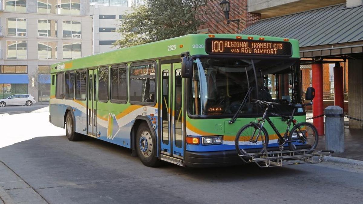 A Triangle Transit Authority, or TTA, bus arrives at Moore Square Transit Station in downtown Raleigh. Census data show an aging Triangle population may need more transportation options.