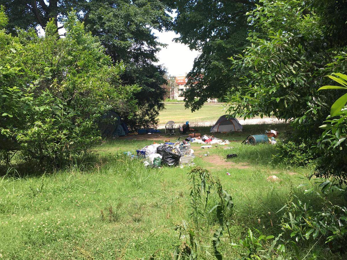 Without anywhere to dispose of their garbage, residents of the "Tent City" homeless camp said their trash problem has steadily grown.