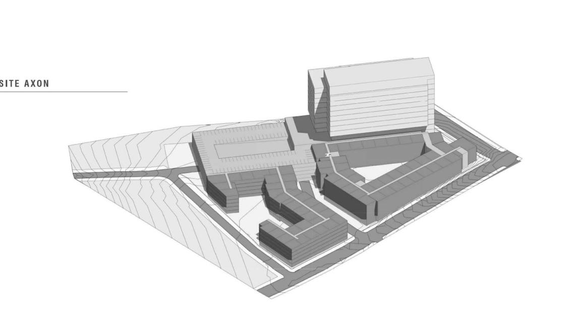 An early rendering of a the original 2018 project on Cabarrus Street in downtown Raleigh near Union Station. The rendering was submitted by Kane Realty Corp. as part of a rezoning application.