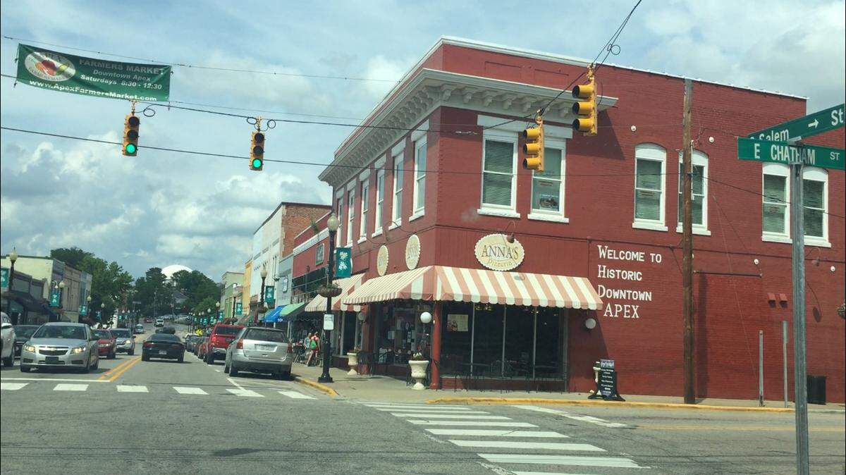 Salem Street in downtown Apex is the home of many local businesses.