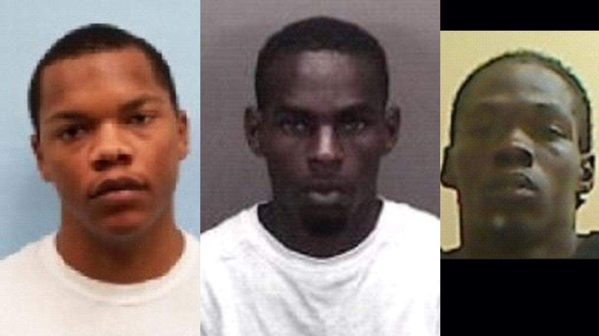 Jonathan Davidson (left), Gaberial Harris (center) and Deshawn Bailey (right) were recently arrested for a string of larcenies in Chatham County.