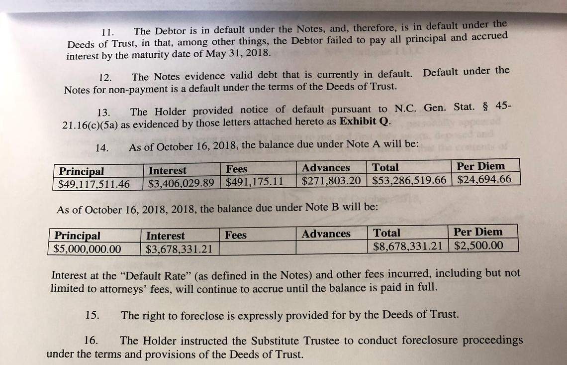 A page from an order of sale filing in Durham County Superior Court against Northgate Associates.