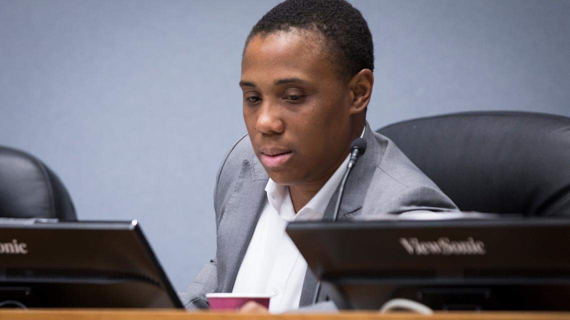 Durham City Council member Vernetta Alston awaits the start of a City Council meeting on Monday, August 6, 2018.