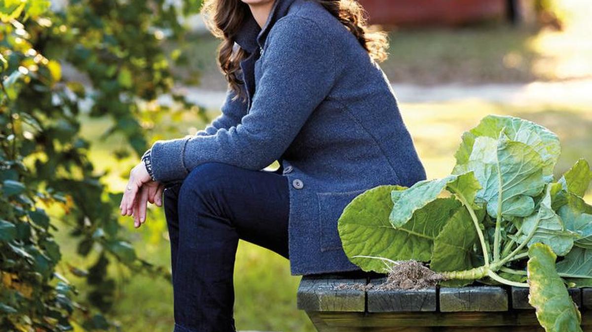 Pictured is Vivian Howard on the jacket of her memoir, ‘Deep Run Roots.’