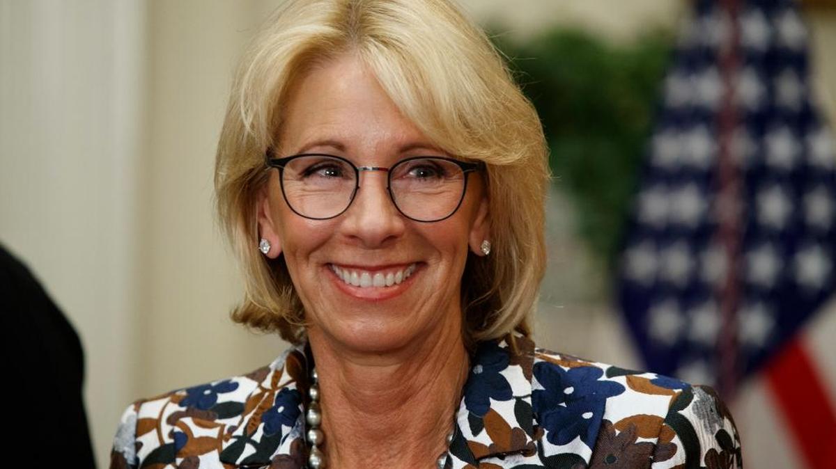 Education Secretary Betsy DeVos speaks during a school choice event in the Roosevelt Room of the White House in Washington, Wednesday, May 3, 2017.