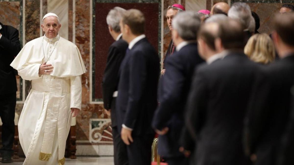 Pope Francis arrives for a meeting with European Union leaders at the Vatican, Friday, March 24, 2017. Leaders of EU and heads of EU institutions were received by Pope Francis ahead of an EU anniversary summit.