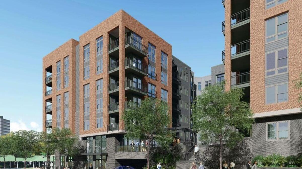 A rendering of the proposed Foster on the Park apartment project that was submitted to the Durham Board of Adjustment. The Board of Adjustment approved a special design use permit that allows the building’s courtyard to be opened to Foster Street rather than be closed by a wall.