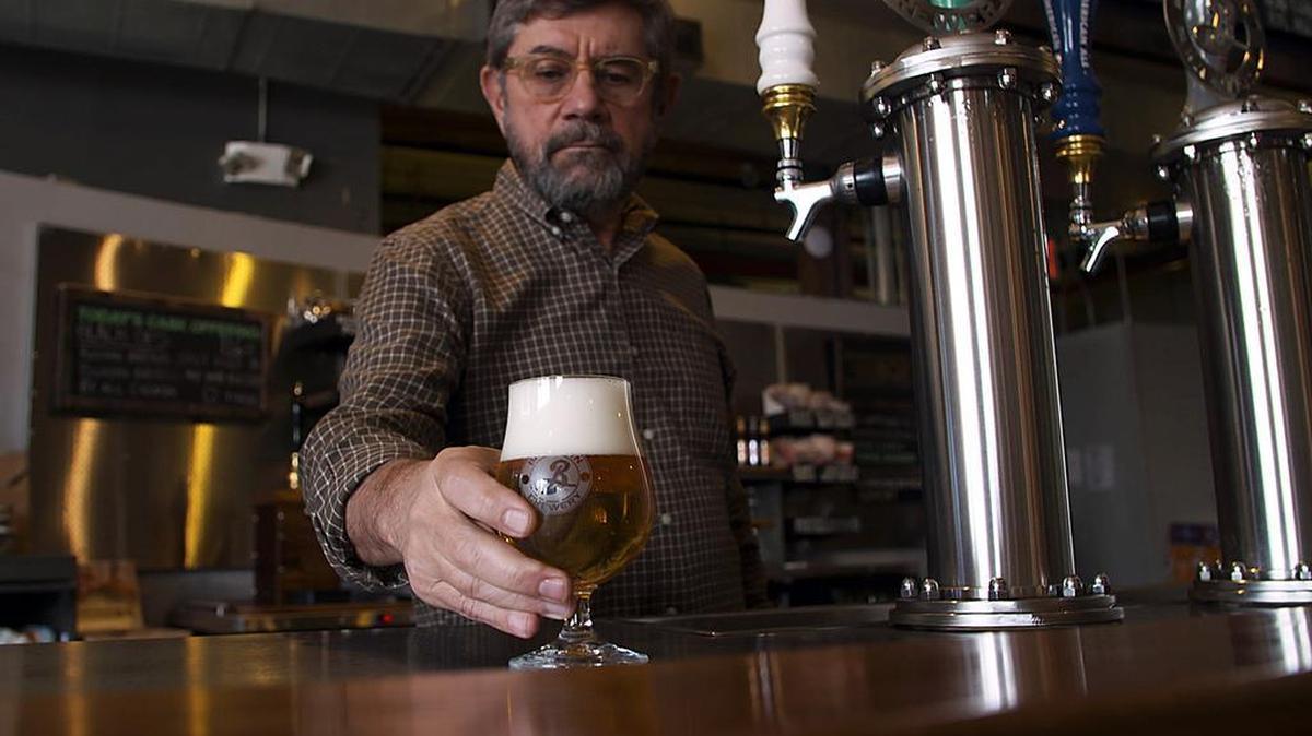 In this Feb. 24, 2017, image from video, Brooklyn Brewery co-founder Steve Hindy poses for a photo at Brooklyn Brewery, in New York. Brooklyn Brewery is now one of the country’s biggest craft breweries, but Hindy remembers when he had to convince a small Brooklyn club to carry his beer.