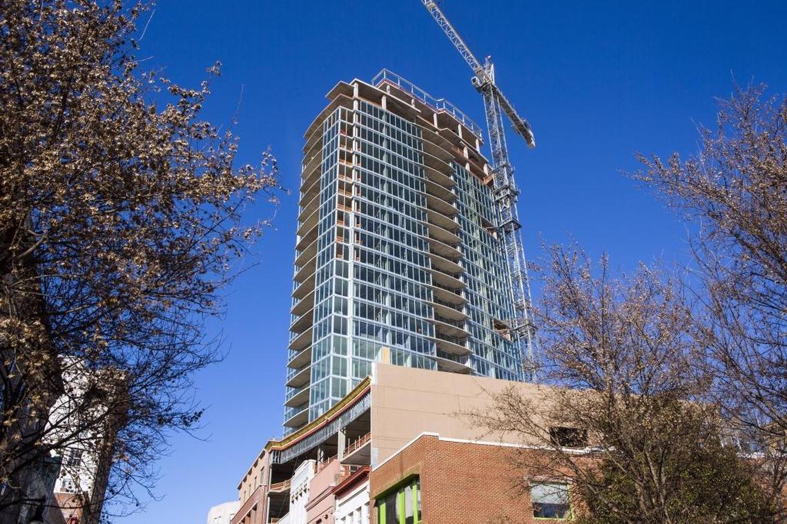 The new One City Center, slated for completion in mid-2018, will house a New York City-based co-working space company, taking up the fourth and fifth floors of the 27-story office and residential tower that has changed Durham's skyline. Photo taken Friday, Jan. 5, 2018, in Durham, NC.