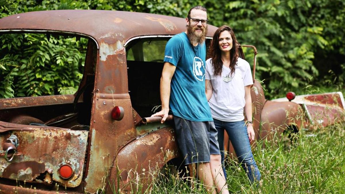 Mark Hill and Lola Tillett have turned their passion for old vehicles into a money-making venture. The couple turn vintage cars into furniture, jewelry and home decor for their Durham-based company Bash and Lola. Here, they are standing in front of a 1953 Chevy Canopy Express. Only 187 of the vehicles were made that year.