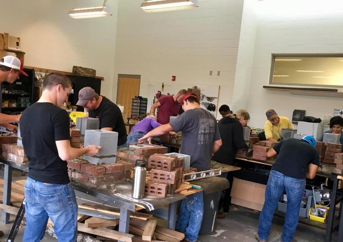 Students learn masonry at Central Carolina Community College’s Building Construction Technologies program.