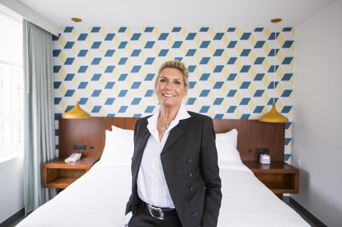 Jane Hills, developer of the new Unscripted Durham hotel, stands for a portrait after an interview on Monday, July 17, 2017, in Durham, NC.