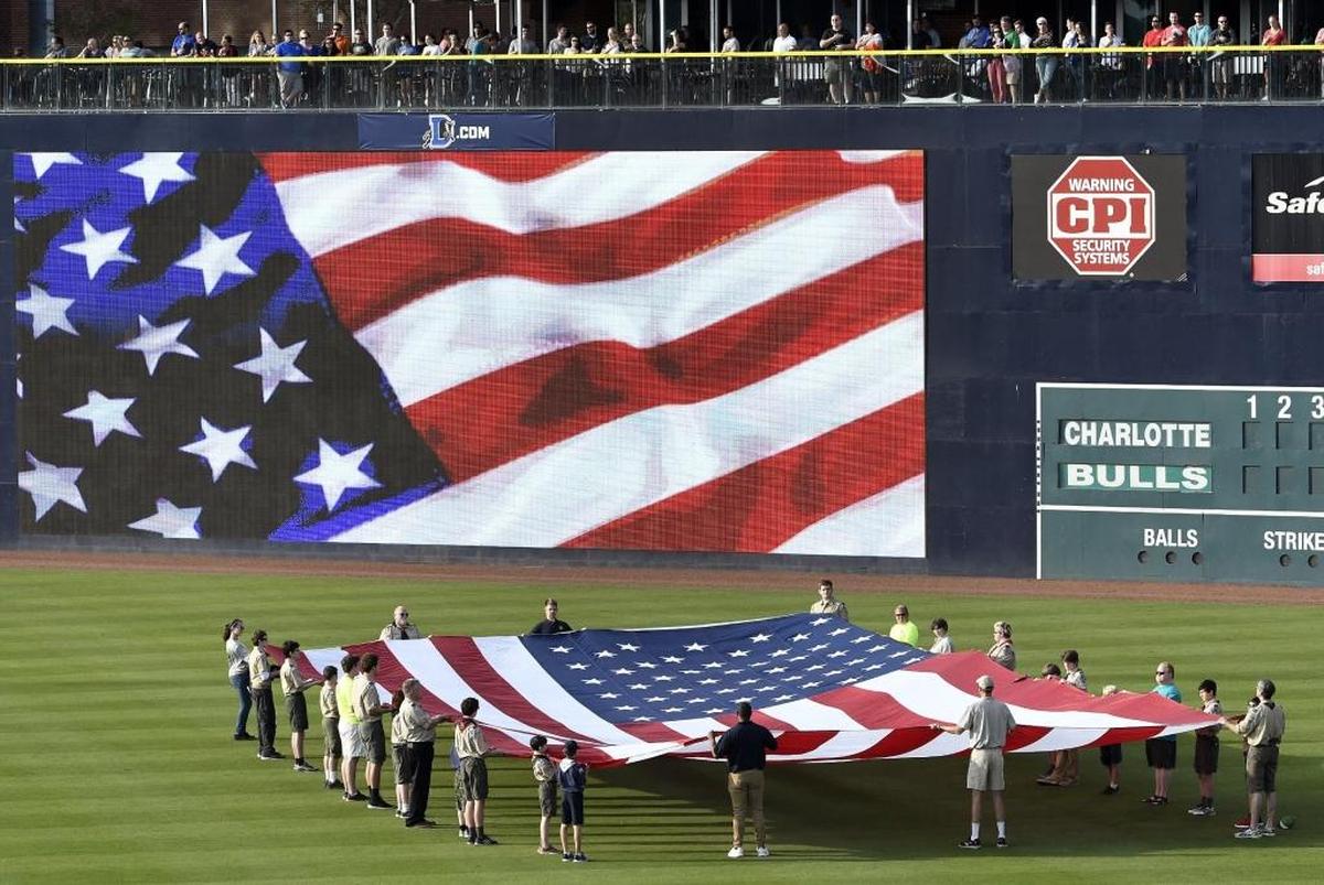 The large video screen in left field at Durham Bulls Athletic Park will be used to project some of the championship rounds of the e-sports tournament.