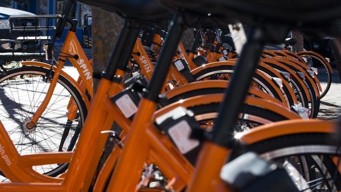 Spin bikes, pictured here, is a bike share company that has bicycles in Durham.